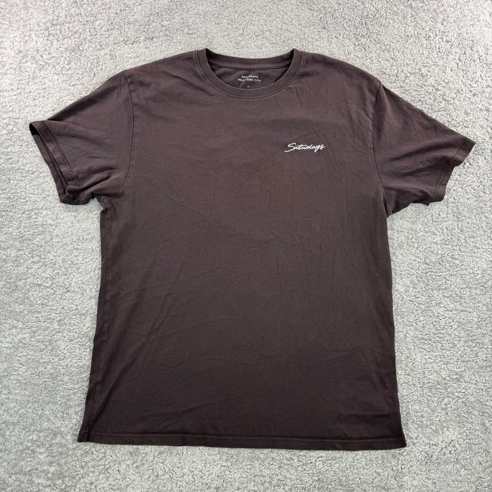 Saturdays NYC Mens Espresso Brown Script Logo Cotton T-Shirt L BBM-62520-B